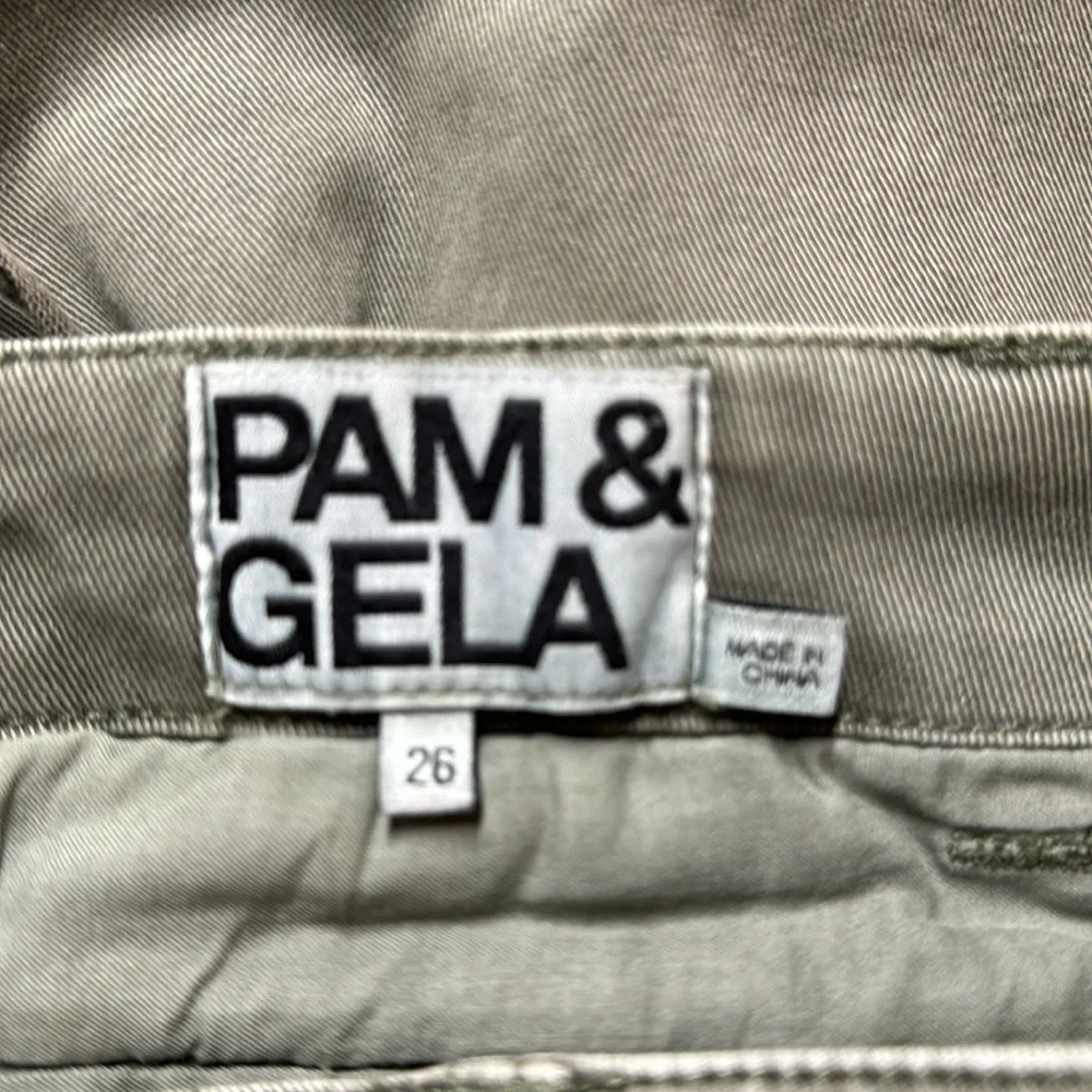 Pam & Gela Uniform Side Stripe Step Hem Pants Militia Green Lace-up 26 - Picture 6 of 6